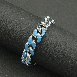 Hip-hop Decorative <b>Cuban</b> <b>Chain</b> Bracelet, Men's Cool Colorful Drip Splicing Bracelet Bracelet Bracelet. Tanjing - Product Image 2