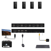 FJ-Gear USB2.0 Commutateur KVM 4 ports DP 3840*2160/60Hz Partager Clavier Souris Port d'affichage pour 4 ordinateurs Stock disponible