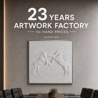 Sculpture en relief 3D de deux chevaux arrière, blanche, faite à la main sur toile, pour hôtel, suite présidentielle, salon, art mural personnalisé en gros