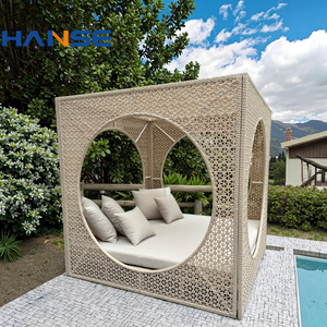 Dernier design meubles en rotin extérieur PE rotin lit de soleil lit de détente avec auvent - Product Image 1