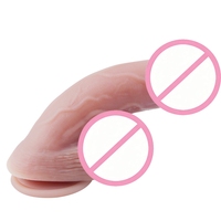 Dildo réaliste double couche en silicone liquide souple, écologique, avec ventouse, étanche, simulation manuelle, sûr pour le corps, jouet pour adultes