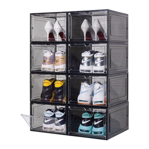 Boîte de rangement à chaussures empilable en plastique transparent Lavinia pour placard, organisateur de chaussures pliable, conteneur à baskets, support de rangement - Product Image 1