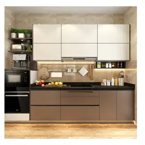 Оптовая продажа, популярный стиль, роскошный дизайн, кухонный шкаф с деревянной отделкой, кухонный шкаф с хорошим качеством продукции