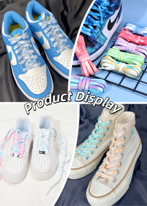 Cordones planos de correas de poliéster ecológicos Tie Dye para <span class=keywords><strong>zapatillas</strong></span> de deporte coloridas Cordones deportivos atléticos - Product Image 6