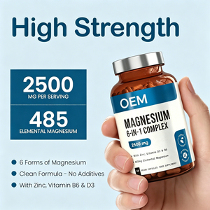 Cápsulas de Magnesio 6 en 1 OEM ODM, 2500 mg, 120 Cápsulas con Zinc, Vitamina D3, B6, Magnesio Elemental - Product Image 2