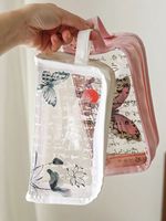 Étui à crayons en plastique transparent PVC de grande capacité, motif de dessin animé mignon, sac de maquillage, pour les élèves du primaire, utilisation au bureau