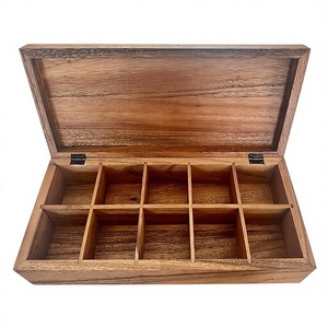Durable Handmade Wooden <b>Tea</b> <b>Box</b> with 8 Compartments for <b>Tea</b> Bag Storage Large Capacity Storage Organizer with Lid - Product Image 5