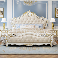 Cadre de lit de rangement de luxe européen, cadre de lit king size, cadre de lit en bois massif, lit double princesse, lit queen size blanc