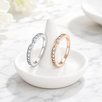 Anillo Vintage de Plata de Ley 925 con Moissanita Mo Sang, Peso Total 2G, Oro Blanco/Rosa, Código de Belleza Diario