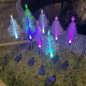 IP65防水LED屋外装飾ガーデンスターソーラー光ファイバークラゲクリスマスツリー芝生ガーデン接地プラグランプ