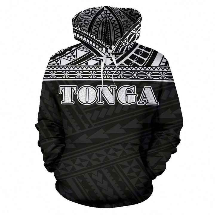 GLUDEAR Men's Polynesian Tribal Print Zip-Up Hoodie - Long Sleeve Full Zip Sweatshirt, Samoa, 3XL
