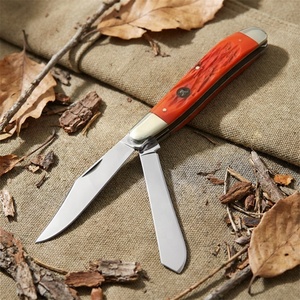 Couteau pliant manuel de poche PH-2735 Classic EDC, double lame Spey de 3,3 pouces en acier inoxydable, imitation manche en os dentelé - Product Image 1