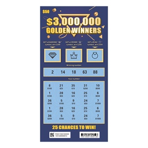 Lottery Scratch Tickets Custom Free Design Digital Printing Number One Color <b>Paper</b> Gold Scratch Lottery - Product Image 3