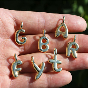 18K oro placcato iniziale in ottone A-Z palloncino con perline con ciondolo collana di gioielli accessori moda ciondoli e ciondoli - Product Image 1