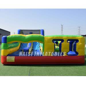 Parcours d'obstacles gonflable géant avec double toboggan et <span class=keywords><strong>grande</strong></span> piscine à balles, toboggan gonflable commercial en PVC tout-en-un, parcours d'assaut - Product Image 5