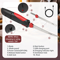 Couteau de cuisine électrique haute performance Couteau à découper rechargeable sans fil pour viande, pain et légumes Lames en acier inoxydable