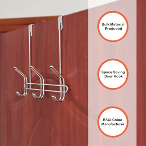 Đơn giản sắt Over-the-DOOR quần áo móc Chrome cửa trở lại móc kim loại thép không gỉ treo quần áo Rack với 4 6 8 móc thiết lập - Product Image 2