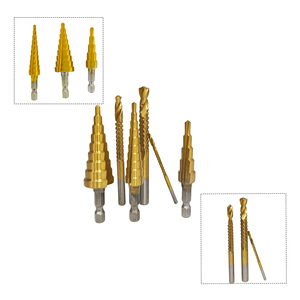 High Quality Titanium Coated HSS Straight Groove Step <b>Drill</b> <b>Bits</b> for <b>Wood</b> Metal Stainless Steel Drilling - Product Image 1