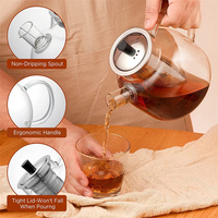 800/1200/1500ml marmite à verre avec infuseur amovible, cuisinière sûre grande théière floraison et bouilloire à main à feuilles mobiles