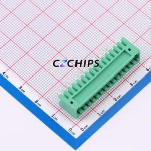 MX2EDGV-2.5-15P-GN01-Cu-A Plug-in Terminal Block Through hole,P=2.5mm Connector Board-to-Board / Socket Closed 1x15P 2.5mm Green - Product Image 1