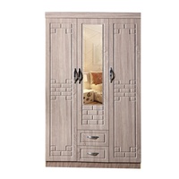 Armoire à 3 Portes de Chine avec Tiroirs, Armoire en MDF Personnalisée avec Panneau de Particules, Armoire Africaine avec Miroir