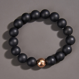 Matte Black Onyx <b>Bracelets</b> for <b>Men</b> Rose Gold Plated <b>Beads</b> Accessories Customized Stainless Steel Jewelry - Product Image 3