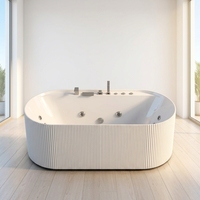 Baignoire autoportante moderne en acrylique avec drain, blanche