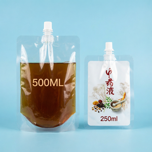 Pochette Doypack transparente personnalisée de 1 oz avec bec verseur <span class=keywords><strong>pour</strong></span> l'emballage de liquides (<span class=keywords><strong>eau</strong></span>, aliments, lait, aliments <span class=keywords><strong>pour</strong></span> animaux, jus, boissons) – Sac Mylar - Product Image 3