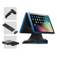 POS-система Jinshijie D02 15,6 дюйма с двумя экранами, емкостным сенсорным управлением, для ресторанов, с процессором Intel 3-го поколения, Wi-Fi, кассовый аппарат