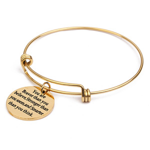 Vòng kim loại tấm Mặt Dây Chuyền Vòng đeo tay tối giản thép không gỉ không thấm nước tin mình thư Mặt dây chuyền <span class=keywords><strong>Bangle</strong></span> - Product Image 3