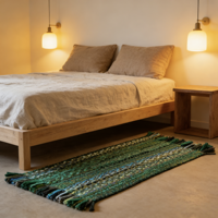 Tapis en coton tissé à la main indien pour salon, chambre à coucher, chevet, maison, maison d'hôtes, jeté décoratif, lavable en machine, personnalisable