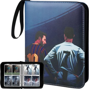Album de cartes à collectionner personnalisable en cuir PU avec 400 emplacements, 4 pochettes, fermeture éclair latérale, pour collectionneurs - Product Image 4