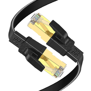 Cable de Red Plano Ethernet CAT8 con Cubierta de PVC Negra de 30AWG, Cable de Conexión RJ45 de Fibra Óptica de Cobre, Rollo de Cable Blindado SFTP - Product Image 1