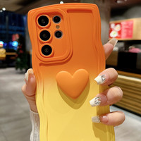 Gradient Silicone Mignon 3D Amour Téléphone étui pour samsung Galaxy S23 S24 S25 Ultra S22 S21 A14 A52 A51 A71 Couverture Souple avec Bracelet