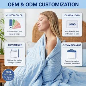 Manta Refrigerante Ligera y Reversible, Transpirable, Suave como la Seda, Azul Verano, Edredón Refrigerante para Personas que Sienten Calor al Dormir - Product Image 4