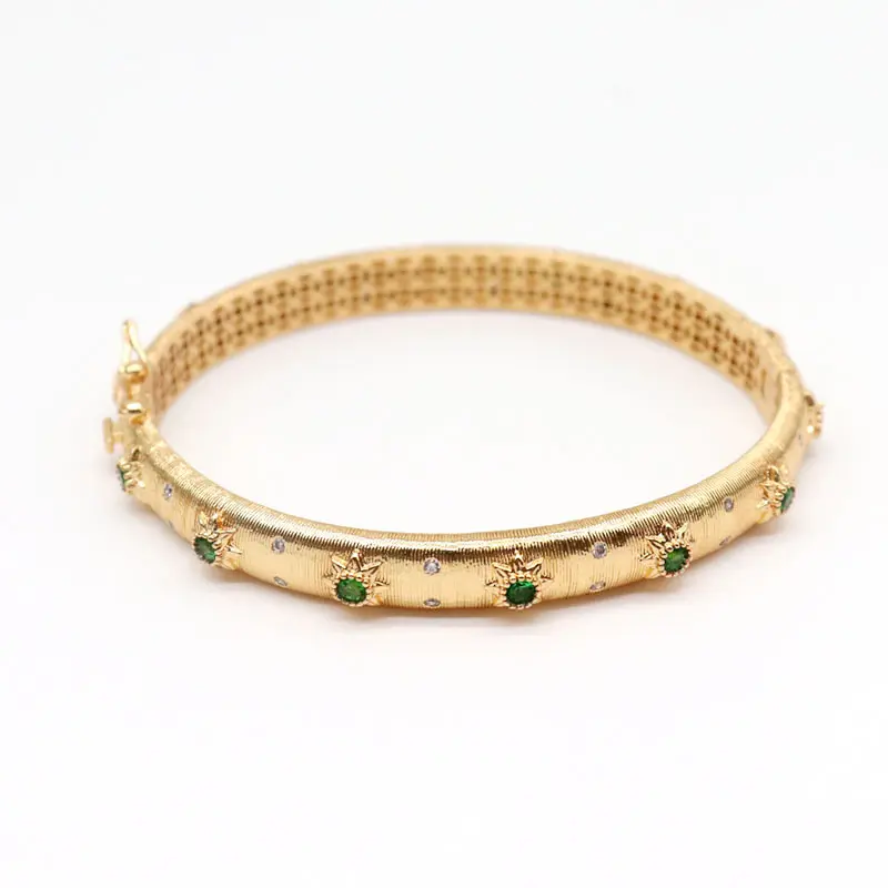 Italian Royal Brushed Bracelet For Women  Latest 18K Gold Plated Bangle Design
