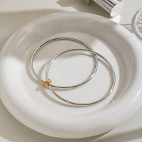 Bracelet minimaliste double couche en acier inoxydable, couleur acier, inaltérable et étanche pour femme
