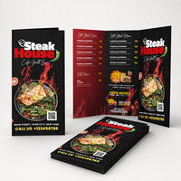 Impression de menus de restaurant personnalisés en couleur, menus pliés en trois pour emporter ou consommer sur place, pour steak-houses et bistrots