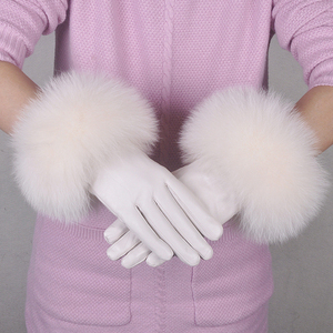 Nouveauté 2026 : Gants en cuir véritable pour <span class=keywords><strong>femme</strong></span>, style mode, pour l'hiver, décontractés, en peau de mouton et fourrure de renard - Product Image 5