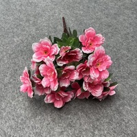 Buket Azalea Sutra Buatan 6 Tangkai, Dekorasi Latar Belakang Pesta Pernikahan Luar Ruangan, Bunga Azalea Buatan
