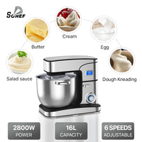 Appareils de cuisine commerciaux pour la maison, batteur sur socle multifonctionnel électrique en acier inoxydable 16L 5 en 1, mélangeur, mixeur, pétrin