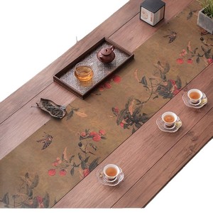 Alfombrilla de té Zen china de doble cara, de gasa perfumada, aislante del calor, impermeable, rectangular, para mesa de té, almohadilla para café - Product Image 4