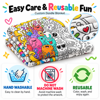 Couverture à colorier personnalisable DIY en polaire douce lavable, tapis de jeu artistique textile créatif avec crayons aquarelles