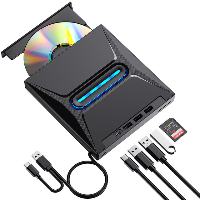 New USB external optical drive with expansion, portable CD/DVD burner, external optical drive for laptops