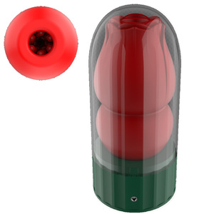 High Quality Rose Aircraft Cup Heating PC+TPE+ABS Penis Trainer Male Manual Masturbator Red/Green Base Adult <strong>Sex</strong> <strong>Toy</strong> <strong>for</strong> <strong>Him</strong> - Product Image 2