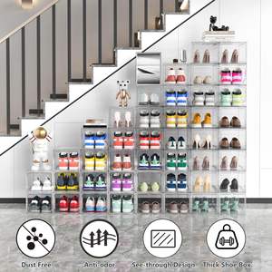 Scarpiera in Plastica Trasparente Henry, Contenitore per Scarpe Impilabile e alla Moda Bianco/Nero con Chiusura Magnetica - Product Image 2