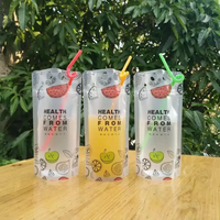 Emballage personnalisé de poche pour jus de fruits, transparent givré, avec fermeture éclair, debout, en plastique, sacs transparents pour l'eau