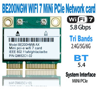 Tarjeta de Red Interna WiFi 7 BE200 BE200HMW MINI NGFF para 5.4 Tri Banda 2.4G/5G/6GHz 8774Mbps para Laptop Windows 10/11 en Stock