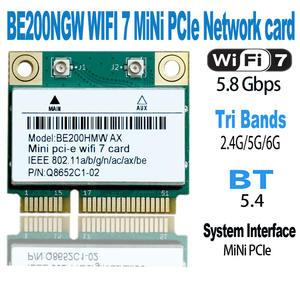 Tarjeta de red WiFi <span class=keywords><strong>7</strong></span> BE200 BE200HMW <span class=keywords><strong>MINI</strong></span> PCIe Bluetooth 5,4 Tri Band 2,4G/5G/6GHz 8774Mbps adaptador para PC Windows10/11 - Product Image 2