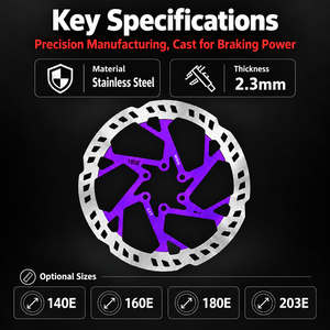 VXM Ebike Schijfremrotor 2,3 mm dik roestvrij staal 6-bouts fietsremschijf voor vouwfiets elektrische scooter - Product Image 2